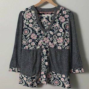 Boden Sz 6 Beautiful Dot & Floral Print Blouse Top
